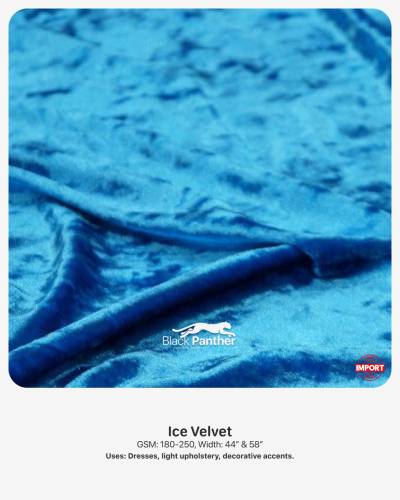 Imported Ice Velvet Fabric 180-250 GSM | 44” & 58” Width | Dresses & Upholstery in Surat